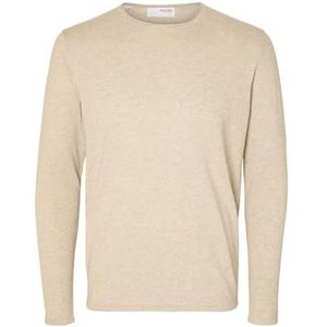 SELETED HOMME Slhrome Ls Knit Crew Neck Noos Sweater voor heren, Puur kasjmier/detail: gemengd