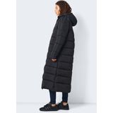 NOISY MAY Long Puffer Jacket Warm Quilted Hooded Winter Coat Padded Blouson NMDALCON, Colour:Black-2, Size:XS