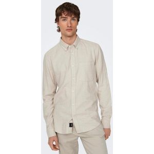 ONLY & SONS - Onsgudmund - T-shirt - Zilver - Katoen - Slim Fit - Lange Mouwen