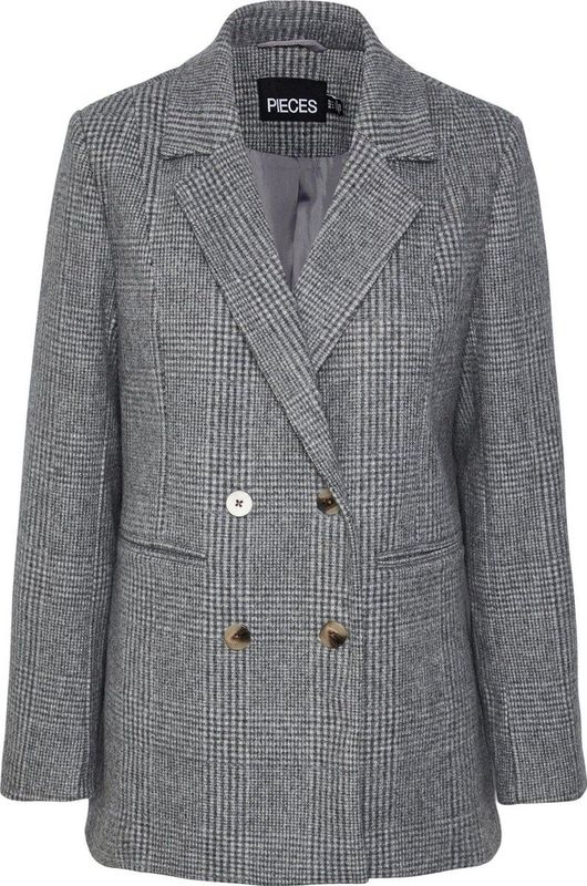 Pieces - Geruite Blazer - Met Reverskraag - Steekzakken - Lange Mouwen