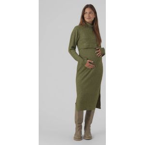 Mamalicious - MLSUNIVA JUNE - Gebreide Jurk - Winter Moss - Met Voedingsfunctie