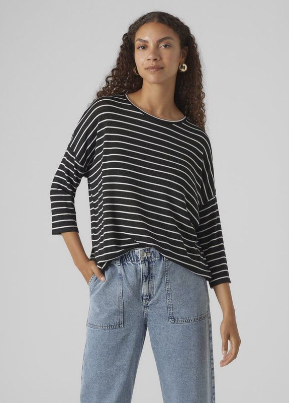 Gebreide Pullover - O-hals - 3/4 Mouwen - Verlaagde Schoudernaden