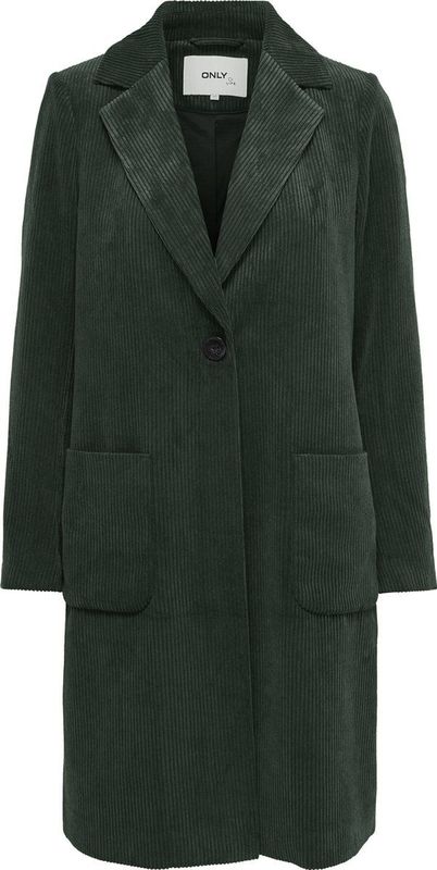 Only - ASTRID - Lange Corduroy Jas - Effen - Regular Fit - Reverskraag