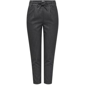 ONLY Gestreepte Regular Fit Pantalon ONLPOPTRASH Donkergrijs/Wit