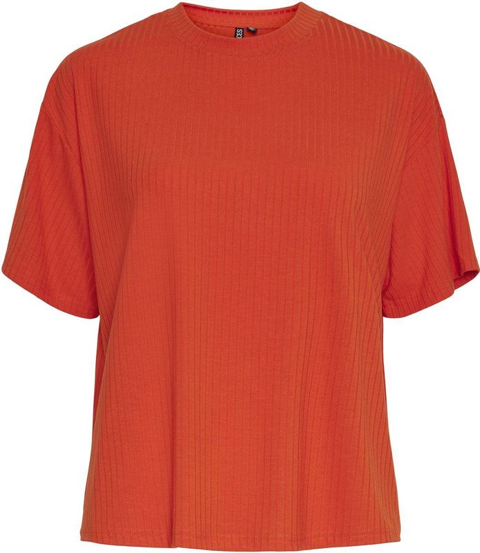 Pieces T-shirt Pckylie Ss Oversized Tee Noos Bc 17132567 Tangerine Tango Dames