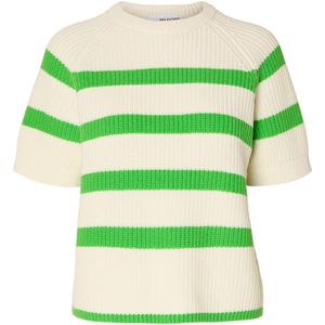 Selected Femme, Truien, Dames, Veelkleurig, M, Witte Gebreide Trui met O-hals