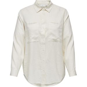 Only Carmakoma - Linnen Blouse - Ecru - Lange Mouwen - Tijdloos Ontwerp