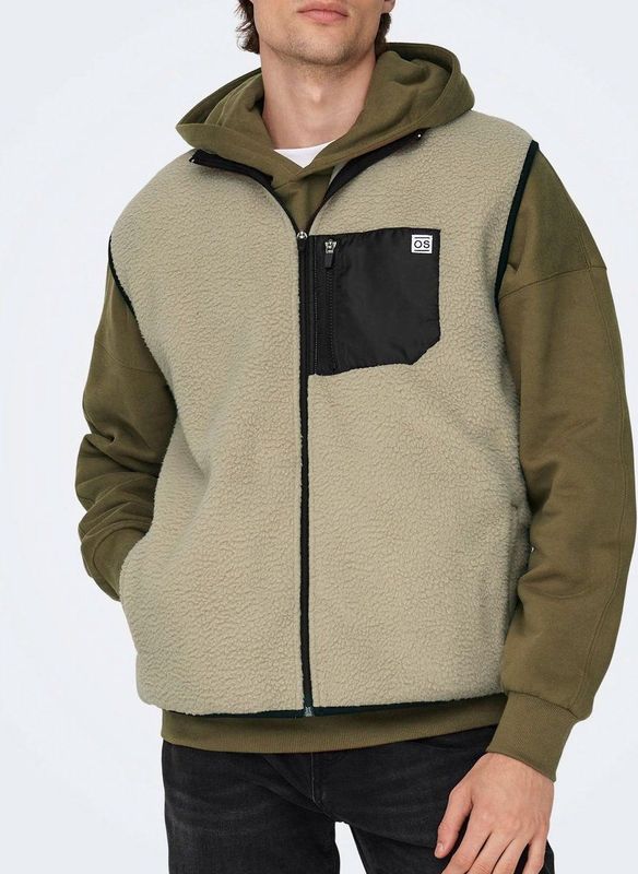 Onsjust - Hoge Hals Sweat - Mouwloos - Teddy - Regular Fit