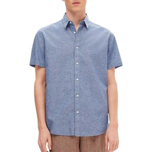 SELETED - Slhreg New Linen Shirt - Herenoverhemd - Denim - Blauw
