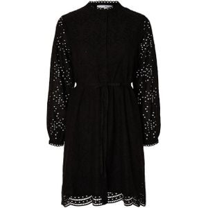 SELECTED FEMME Slftatiana Ls korte geborduurde Noos blousejurk voor dames, zwart.