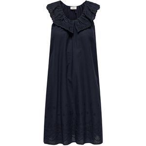 JDY - Jurk - Blauw - Katoen - Mouwloos - Knielengte - Losse Pasvorm