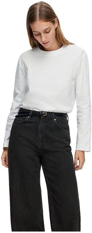 SELECTED FEMME Ls Boxy Tee Noos Dames Longsleeve - Wit (Bright White)