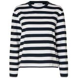 Selected Femme Slfessential Ls Striped Boxy Tee Noos T-shirt met lange mouwen voor dames, Dark Sapphire