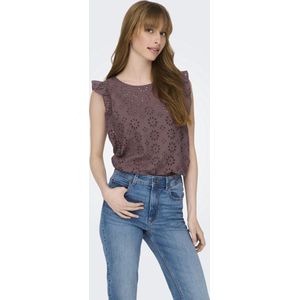 JDY - Top - Wit - Katoen - Mouwloos met Ruches en Volumineuze Mouwen