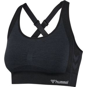 Hummel - Hmlmt Shine Seamless - Sport BH - Zwart Melange - Naadloos Design
