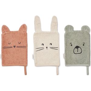 Liewood Washandje Sylvester - Dove Blue - 100% Biologisch Katoen - 3 Stuks