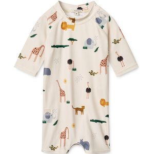 Liewood Thor Baby Swim Jumpsuit Safari sandy mix Maat 80