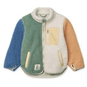 Liewood teddy tussenjas Nolan ecru/groen/blauw