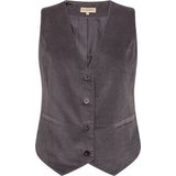 Soyaconcept, Jassen, Dames, Grijs, S, Katoen, Geribbeld Grijs Gilet met Knoopsluiting