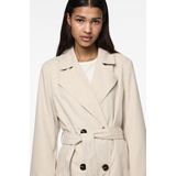 PIECES - PCSCARLETT - Trenchcoat - Zilvergrijs - Brede Revers - Tailleriem