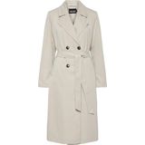 PIECES - PCSCARLETT - Trenchcoat - Zilvergrijs - Brede Revers - Tailleriem