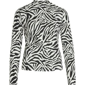 Vila - Vileoa High Neck Top - T-shirt - Zwart/Zebra - 95% Polyester, 5% Elastaan