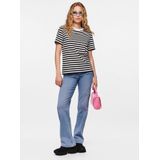 Pieces T-shirt Pcria Ss Tee Stripes Noos Bc 17146339 Black bright White Dames