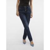 Jeans - Straight Fit - Mid Rise - Knoopsluiting - Blauw - Katoen