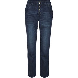 Jeans - Straight Fit - Mid Rise - Knoopsluiting - Blauw - Katoen