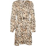VERO MODA - Bedrukte Korte Jurk - Ecru - Polyester - Dierenprint