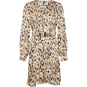 VERO MODA - Bedrukte Korte Jurk - Ecru - Polyester - Dierenprint