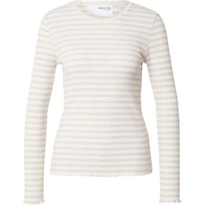 SELECTED FEMME Gestreepte Top met Biologisch Katoen Ecru/Beige