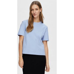Selected Femme - Slfessential SS Boxy TEE - T-shirt - Blauw - Kasjmier