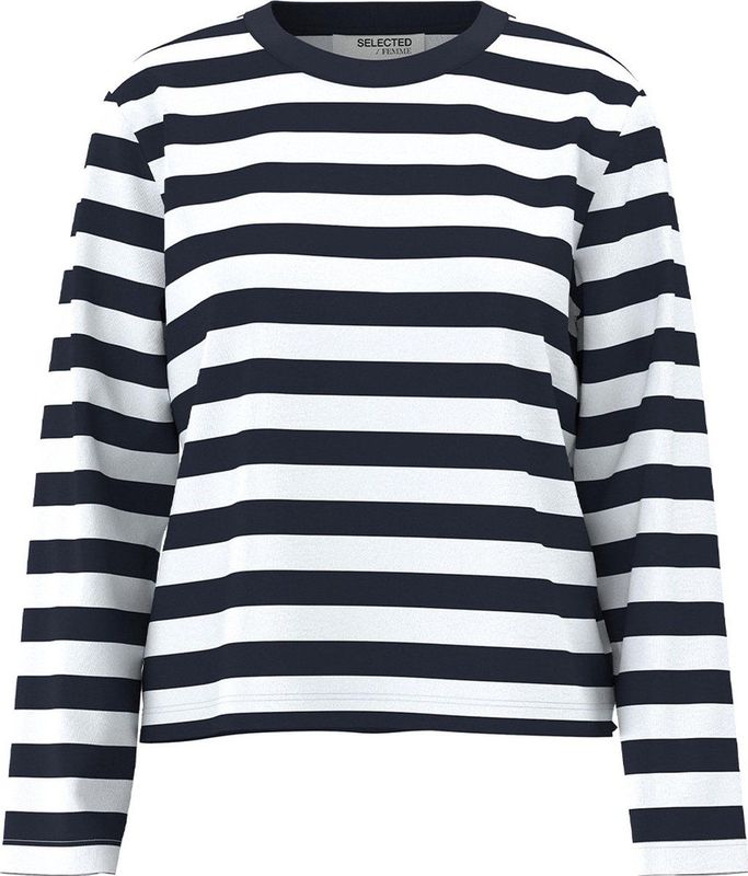 Selected - Essential Boxy T-shirt - Lange Mouwen - Zwart - Katoen