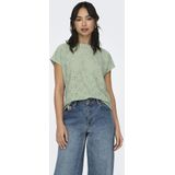 Blousetops - O-hals - Korte Mouwen - Kanten Detail - Regular Fit