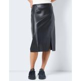 Rok - Zwart - Synthetisch Leer - Hoge Taille Met Split