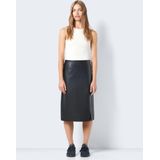 Rok - Zwart - Synthetisch Leer - Hoge Taille Met Split