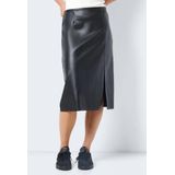 Rok - Zwart - Synthetisch Leer - Hoge Taille Met Split
