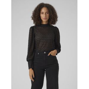 Vero Moda - Vmbecca L High Neck Lace Top - Zwart - Blouse