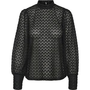 Vero Moda - Vmbecca L High Neck Lace Top - Zwart - Blouse