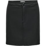 JDY - A-Lijnrok - Zwart - PU Gecoat - Rits en Knoopsluiting