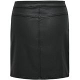 JDY - A-Lijnrok - Zwart - PU Gecoat - Rits en Knoopsluiting