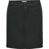 JDY - A-Lijnrok - Zwart - PU Gecoat - Rits en Knoopsluiting