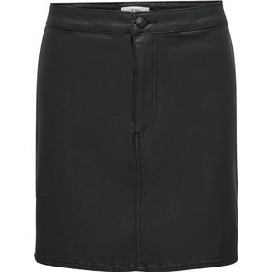 JDY - A-Lijnrok - Zwart - PU Gecoat - Rits en Knoopsluiting