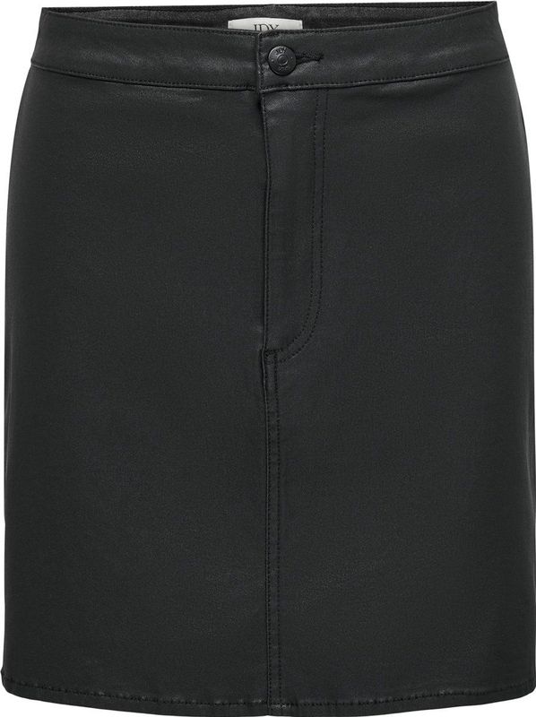 JDY - A-Lijnrok - Zwart - PU Gecoat - Rits en Knoopsluiting