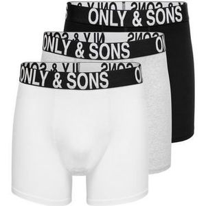 Only & Sons Onsfitz Wb Bold Logo Trunk Noos Boxershorts voor heren, 3 stuks, Zwart/Details: Wit Mgm Zwart