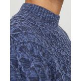 JACK & JONES Ziggi knit mock neck slim fit - heren pullover wolmengsel met turtleneck - donkerblauw