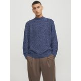 JACK & JONES Ziggi knit mock neck slim fit - heren pullover wolmengsel met turtleneck - donkerblauw