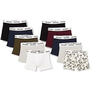 ONLY & SONS Onsfitz Boxershorts voor heren, 10 stuks, zwart/details: zwart marine wit Lgm Fn Wt Aop