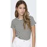 T-shirt - Cloud Dancer - Zwart Gestreept - 100% Katoen - Ronde Hals